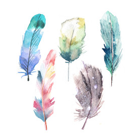 Watercolor Feathers-Férfi póló