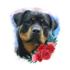 Rottweiler virággal-Férfi V-nyakú póló