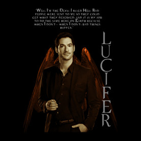 lucifer-with Quote Text -Férfi V-nyakú póló