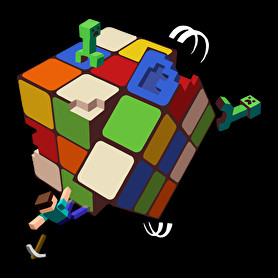 Rubik - Minecraft-Férfi V-nyakú póló