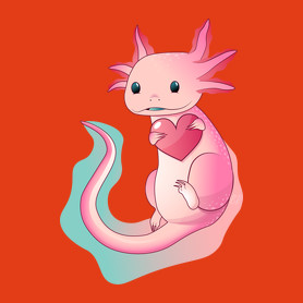 Axolotl szivecskével-Férfi hosszú ujjú póló