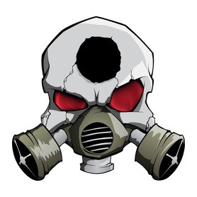 Gasmask skull-Férfi hosszú ujjú póló