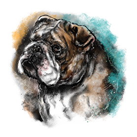 bulldog watercolor-Férfi hosszú ujjú póló