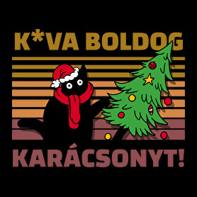 Kva boldog karácsonyt cica-Férfi pulóver