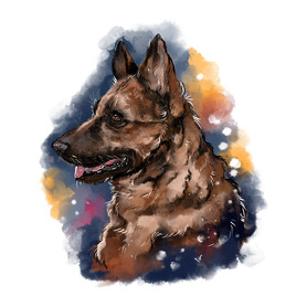 german shepherd watercolor-Férfi pulóver