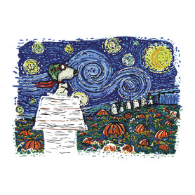 Halloween - Snoopy - Van Gogh style - sötét alaphoz-Gyerek kapucnis pulóver