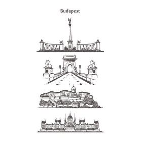 Budapest épületek-Női V-nyakú póló