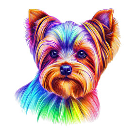 Színes yorkshire terrier kutya rajz -Női hosszú ujjú póló