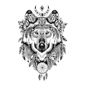 Wolf Tattoo drawing-Szájmaszk