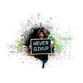 NEVER GIVEUP-Kötény