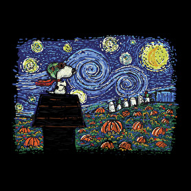 Halloween - Snoopy - Van Gogh style - sötét alaphoz-Oversized póló