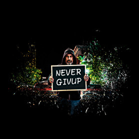 NEVER GIVEUP-Oversized kapucnis pulóver