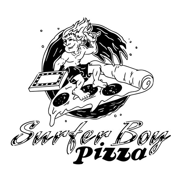 Surfer Boy Pizza-Férfi póló