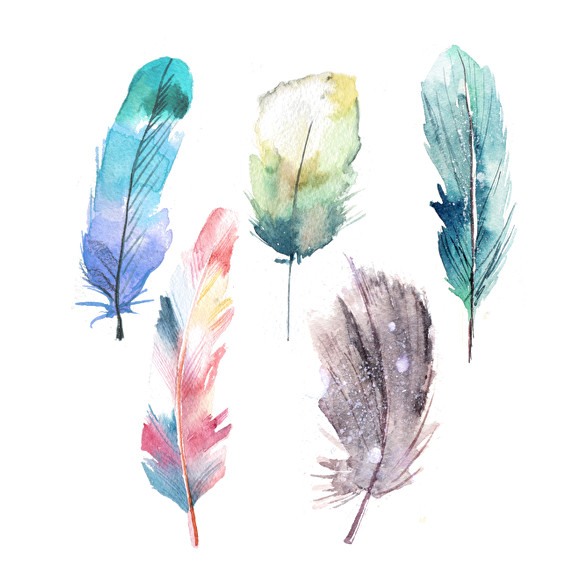 Watercolor Feathers-Férfi póló