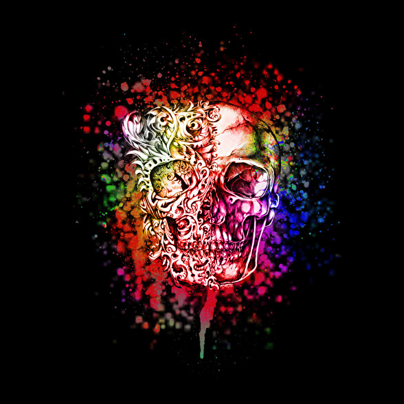 colored skull-Férfi V-nyakú póló