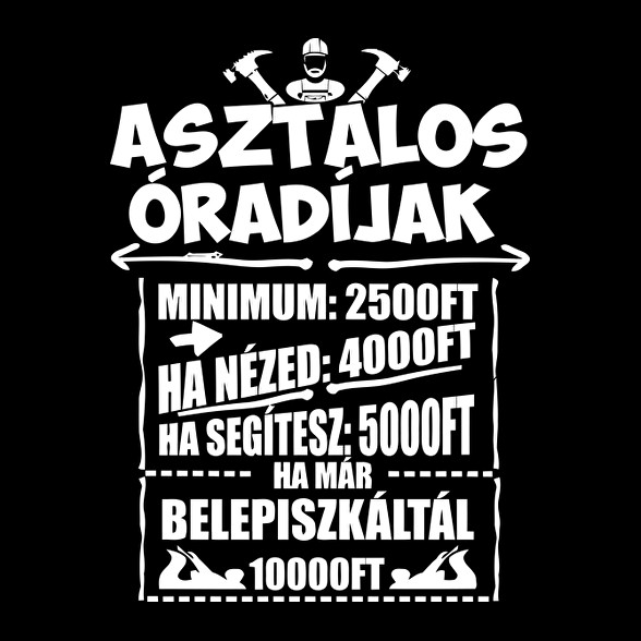 Asztalos óradíjak-Férfi V-nyakú póló