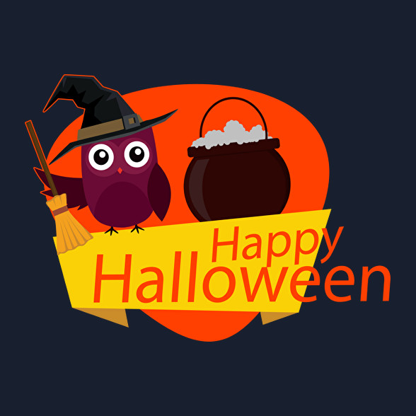 Happy Halloween Bagoly-Férfi V-nyakú póló