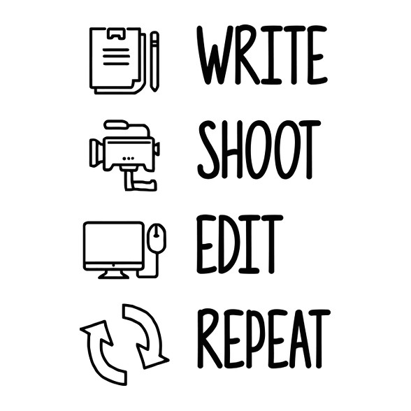 Write, shoot, edit, repeat-Férfi V-nyakú póló