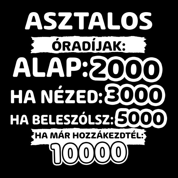 Asztalos óradíjak-Női pulóver