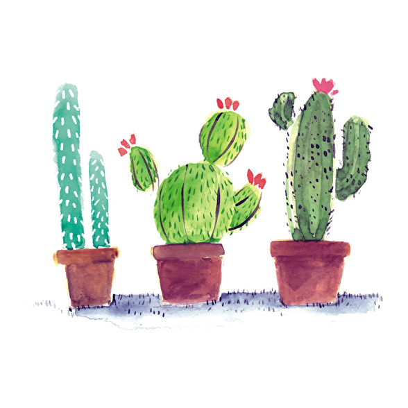 Watercolor style Cactus-Női atléta