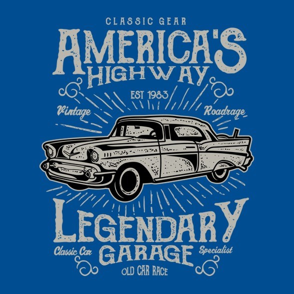 Klasszikus Amerikai autó-Férfi hosszú ujjú póló