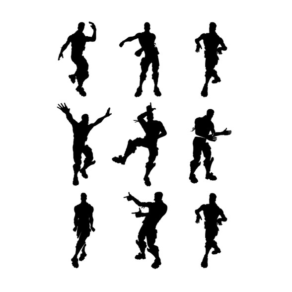 Fortnite Emotes /Black/-Férfi hosszú ujjú póló