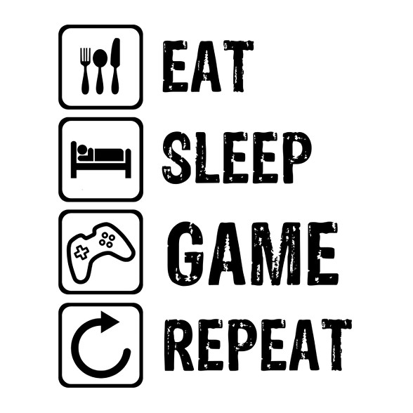 Eat, Sleep, Game, Repeat-Sportzsák, Tornazsák