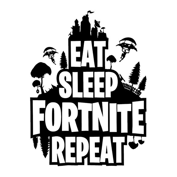 Eat Sleep Fortnite Repeat Style - Fekete-Sportzsák, Tornazsák