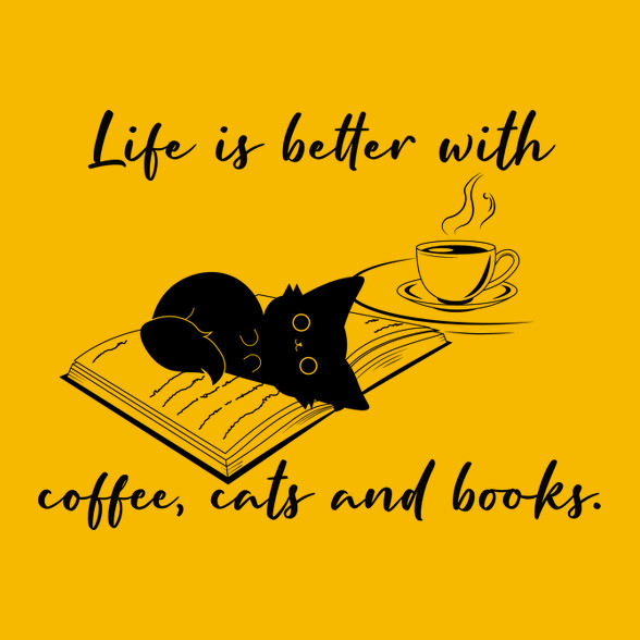 Coffee, cats and books-Női póló