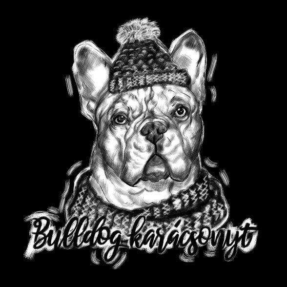 bulldog karácsonyt-Férfi kapucnis pulóver