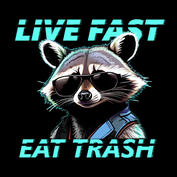 LIVE FAST EAT TRASH-Férfi kapucnis pulóver