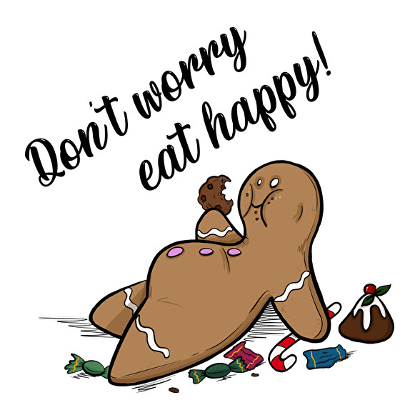 Don't worry eat happy-Női kapucnis pulóver