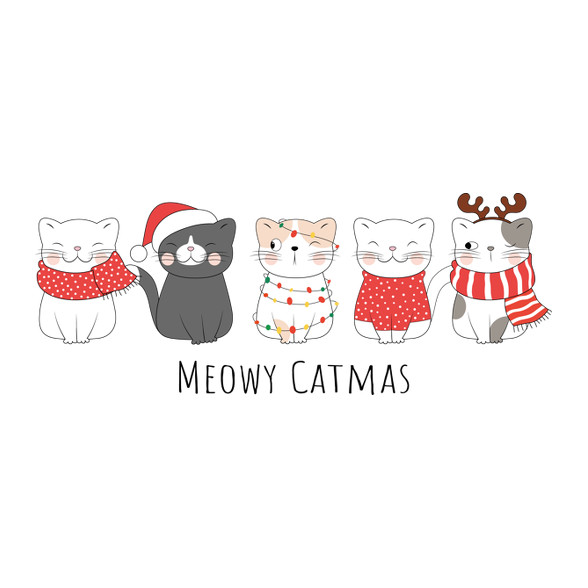 Meowy Catmas - Cicák-Női kapucnis pulóver