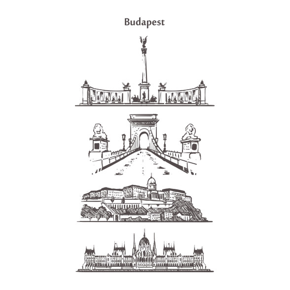 Budapest épületek-Női V-nyakú póló