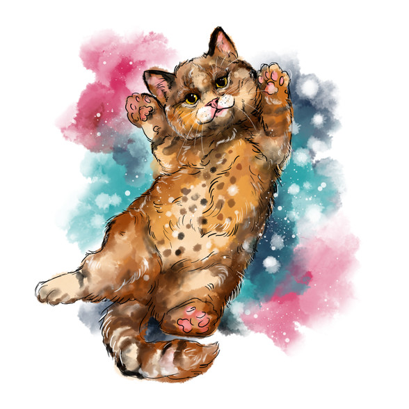 watercolor cat-Női V-nyakú póló