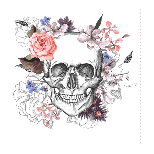 Skull with Flowers-Bögre