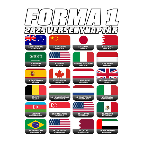 Forma 1 2025 versenyek-Vászonkép