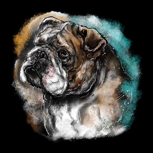 bulldog watercolor-Oversized póló