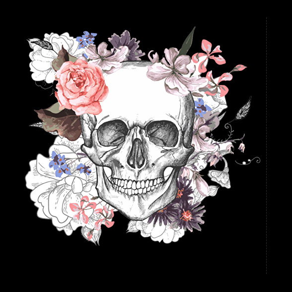 Skull with Flowers-Oversized póló