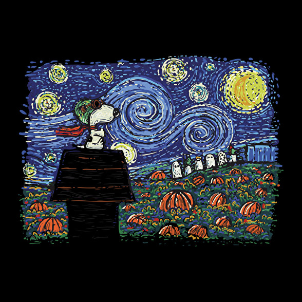 Halloween - Snoopy - Van Gogh style - sötét alaphoz-Oversized póló