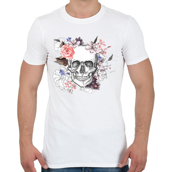 Skull with Flowers-Férfi póló