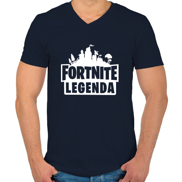 Fortnite Legenda - Fehér-Férfi V-nyakú póló