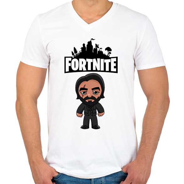 Fortnite John Wick-Férfi V-nyakú póló