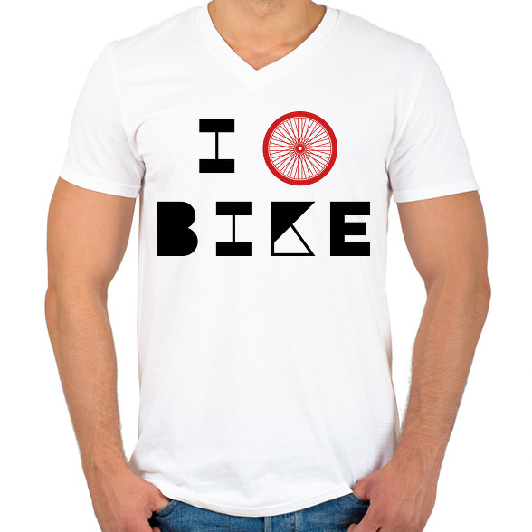 I love bike (black)-Férfi V-nyakú póló