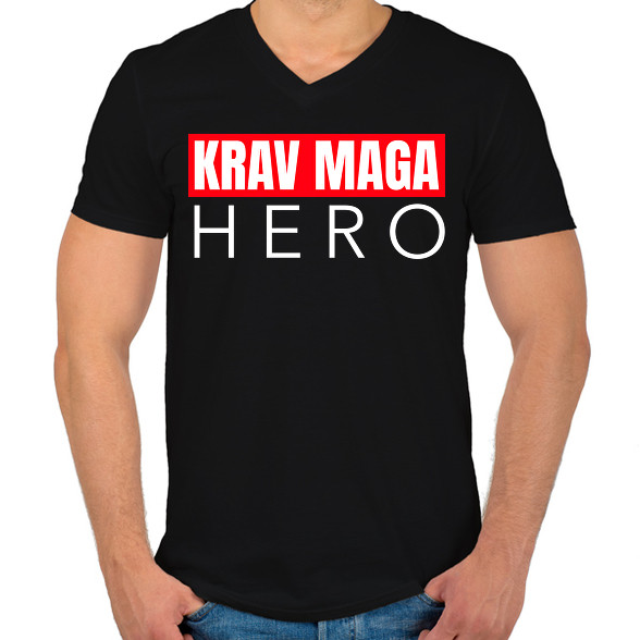 KRAV MAGA HERO-Férfi V-nyakú póló