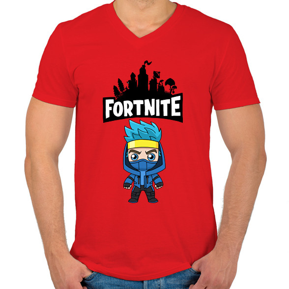 Fortnite ninjaaa-Férfi V-nyakú póló