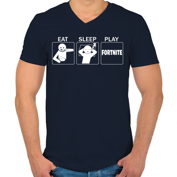 Eat, Sleep, Play Fortnite-Férfi V-nyakú póló