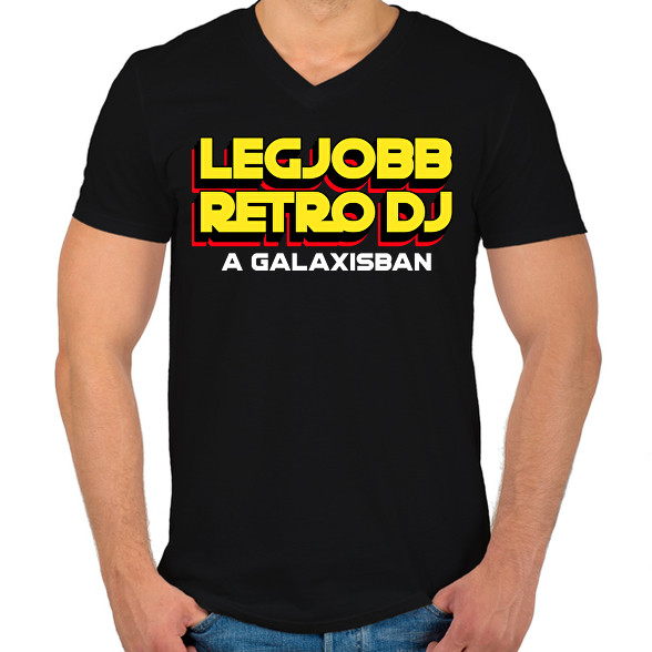 LEGJOBB RETRO DJ A GALAXISBAN-Férfi V-nyakú póló