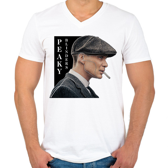 Peaky Blinders - Tommy Shelby vonalas-Férfi V-nyakú póló