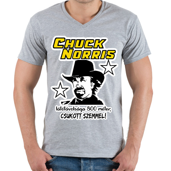 Chuck Norris látótávolsága csukott szemmel-Férfi V-nyakú póló